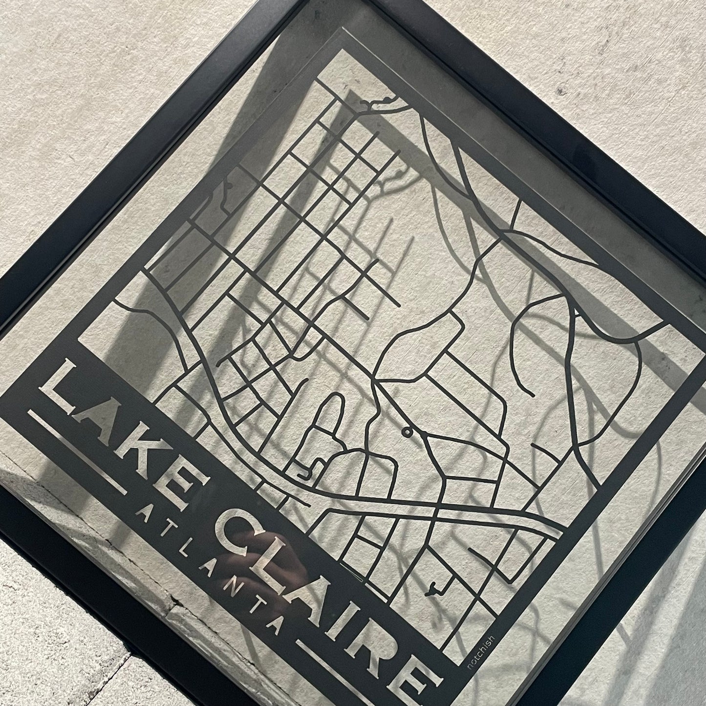 Lake Claire Map (Stamp Style Papercut)