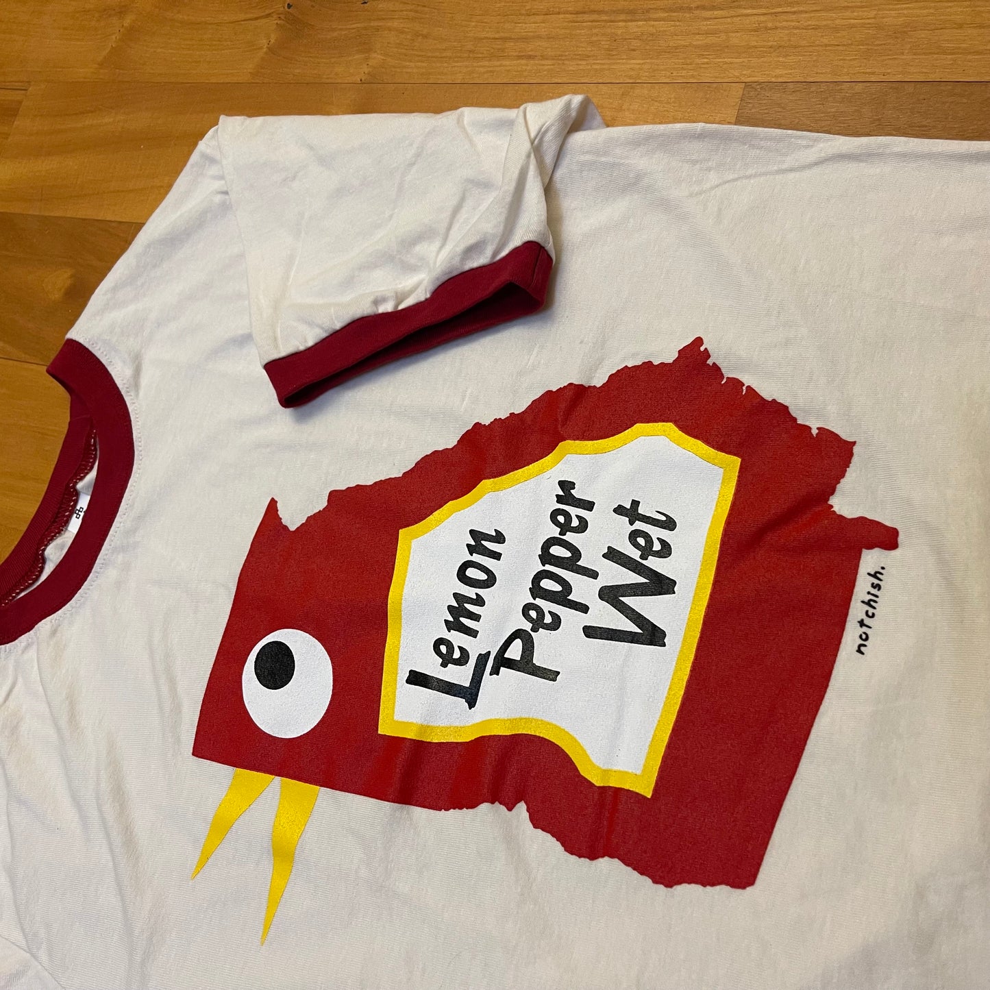 BigGA Chicken Ringer T-shirt - Vintage White/Rio Red