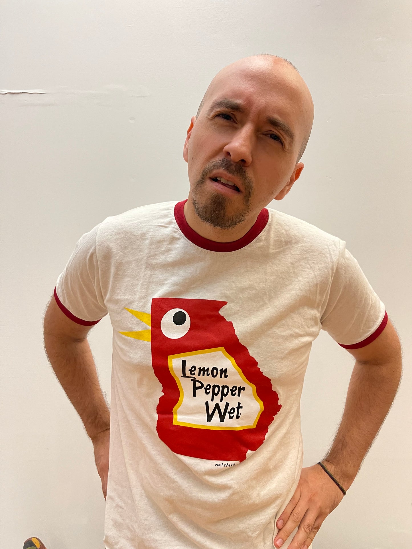 BigGA Chicken Ringer T-shirt - Vintage White/Rio Red