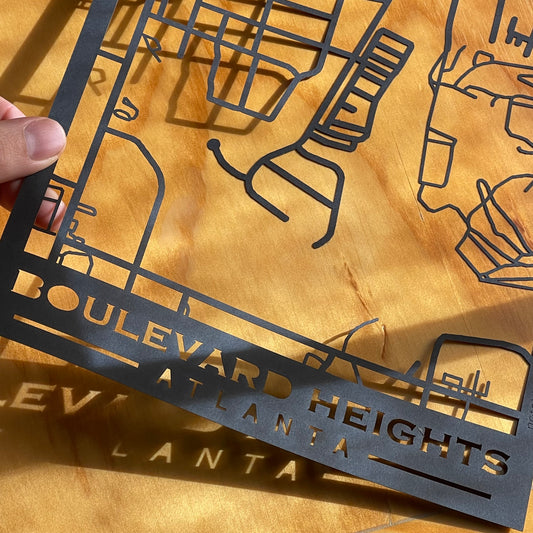 Boulevard Heights Map (Stamp Style Papercut)