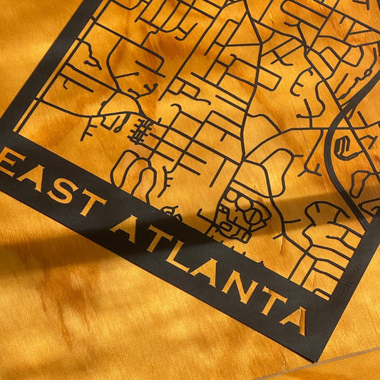 East Atlanta Map (Stamp Style Papercut)