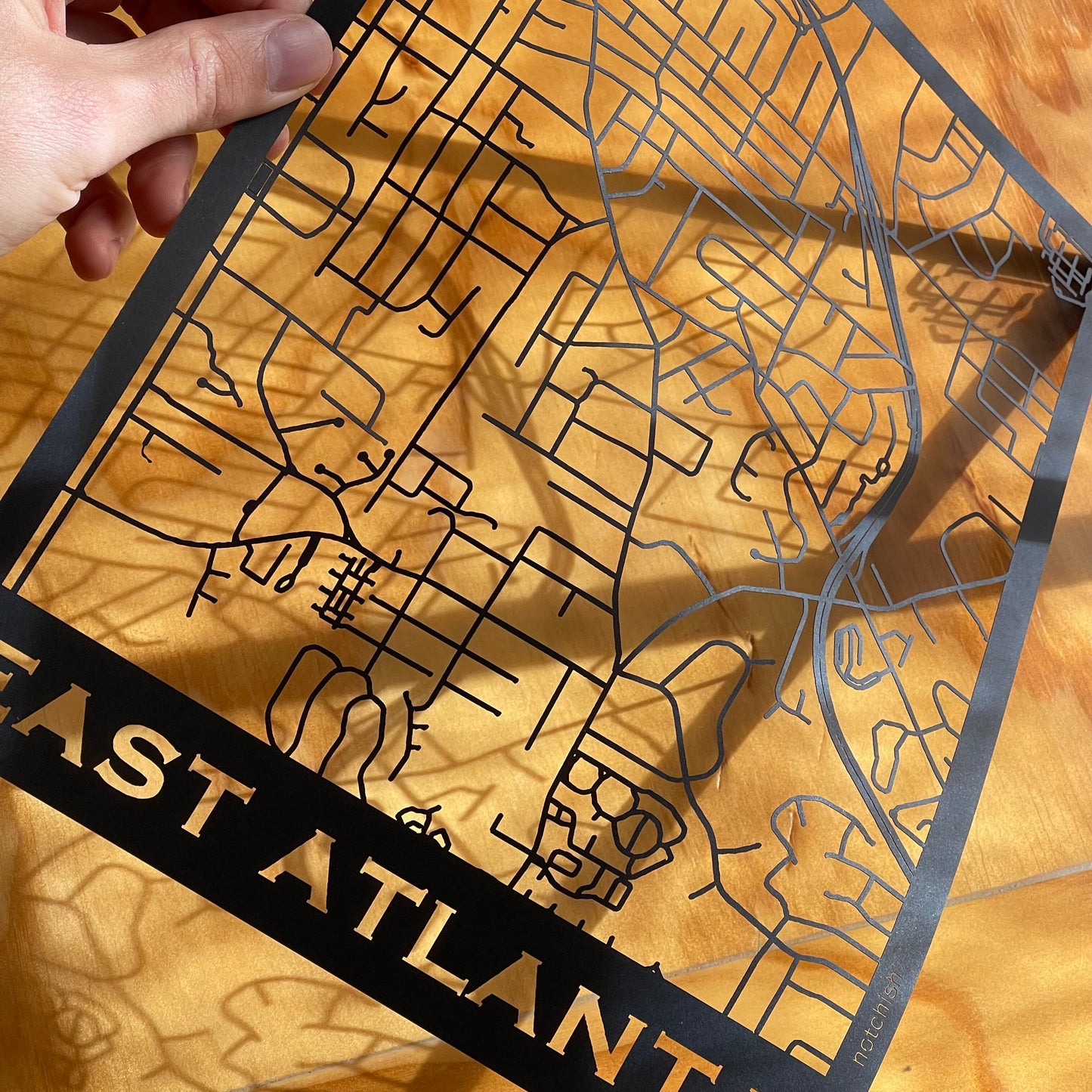 East Atlanta Map (Stamp Style Papercut)