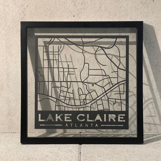 Lake Claire Map (Stamp Style Papercut)