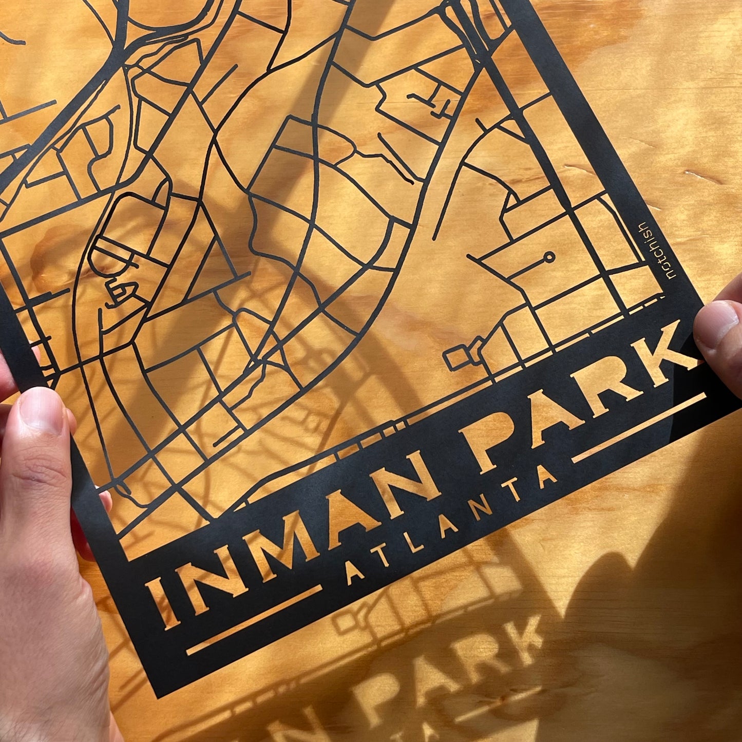 Inman Park Map (Stamp Style Papercut)