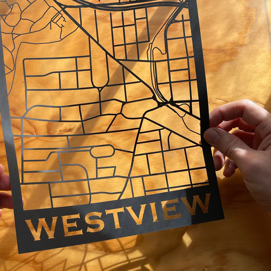 Westview Map (Stamp Style Papercut)