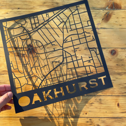 Oakhurst Map (Stamp Style Papercut)