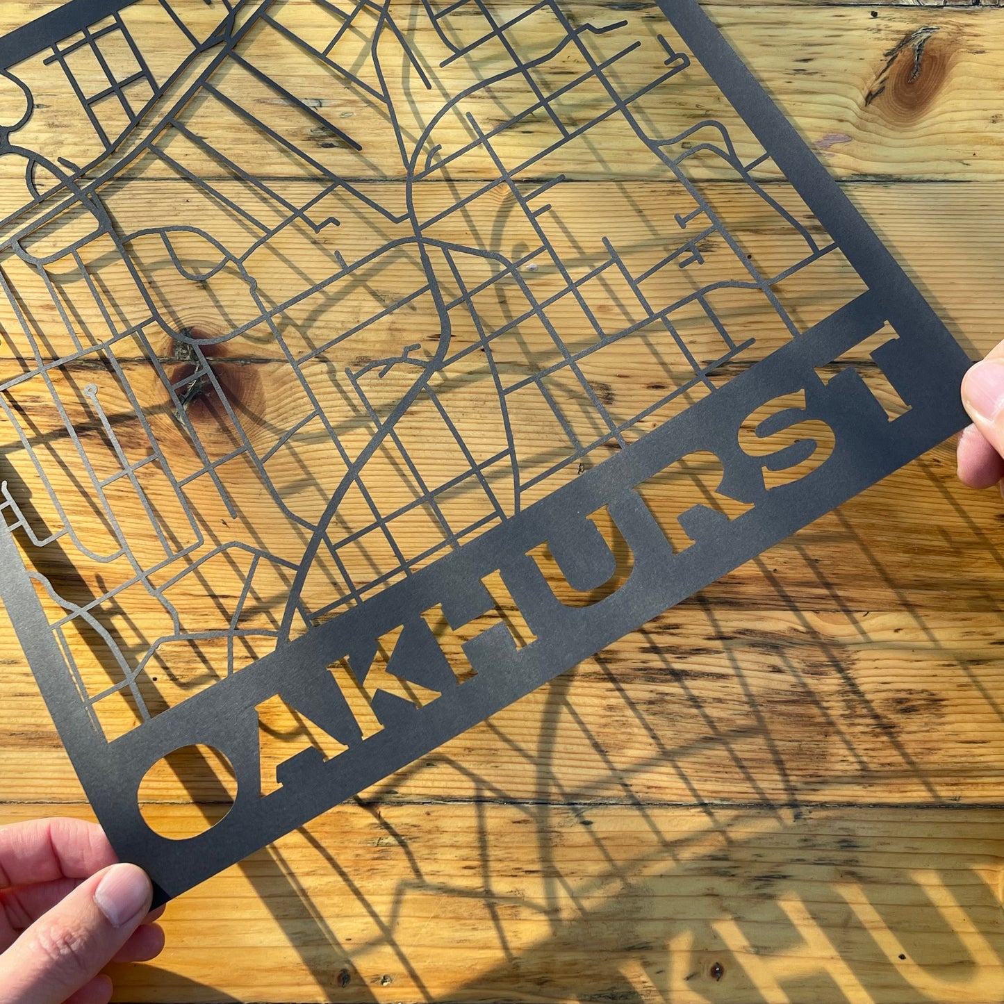 Oakhurst Map (Stamp Style Papercut)