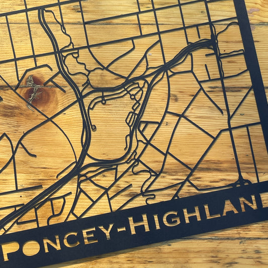Poncey-Highland Map (Stamp Style Papercut)