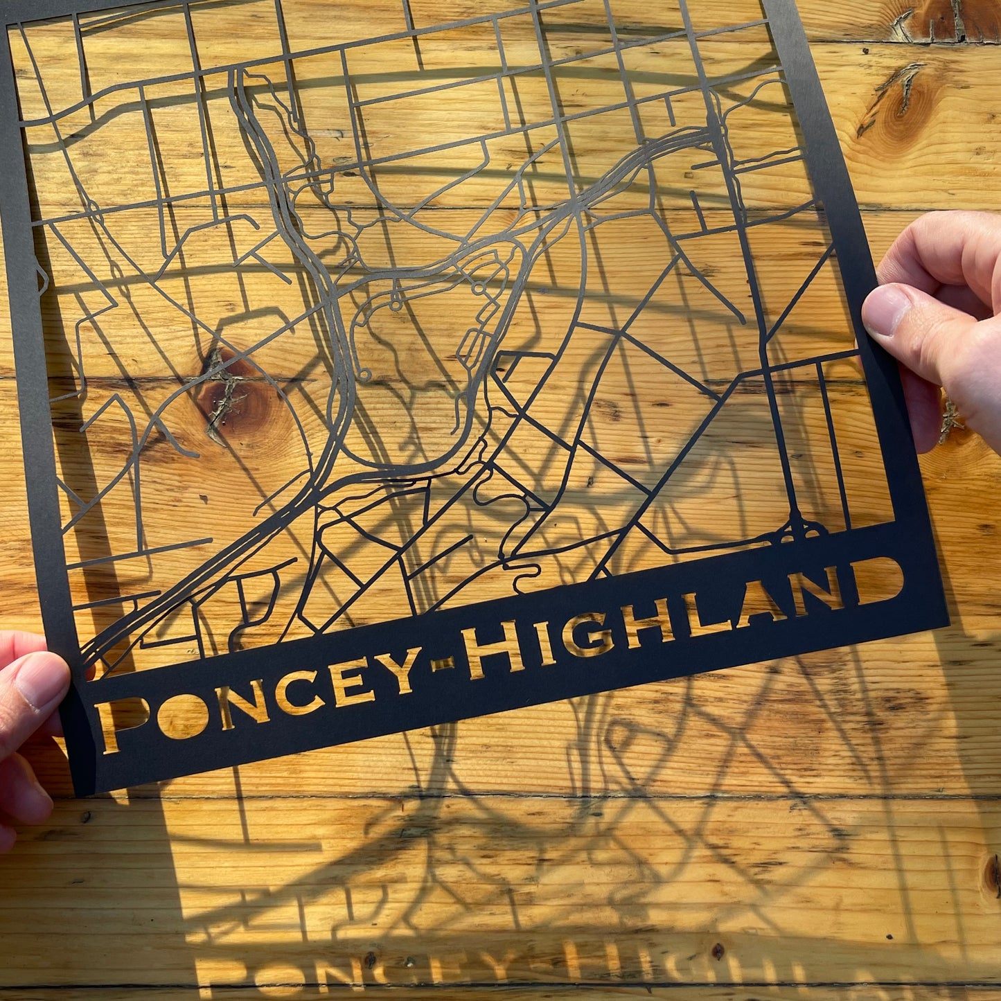 Poncey-Highland Map (Stamp Style Papercut)