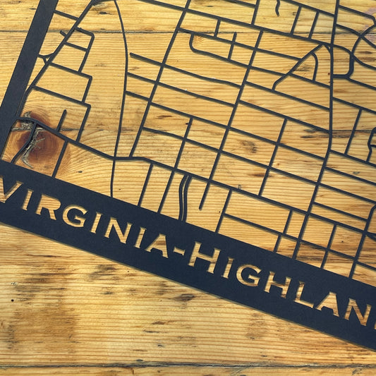 Virginia-Highland Map (Stamp Style Papercut)