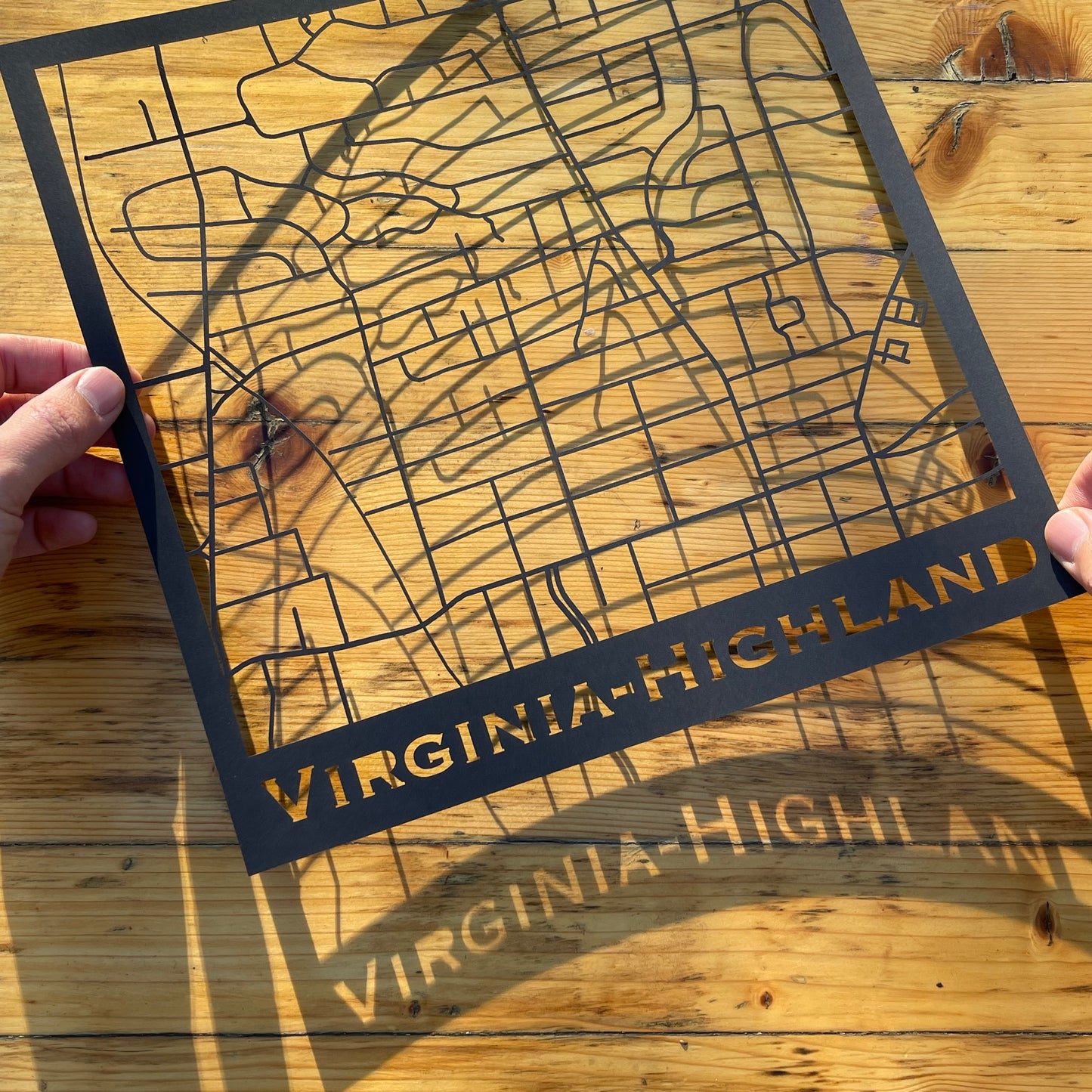 Virginia-Highland Map (Stamp Style Papercut)