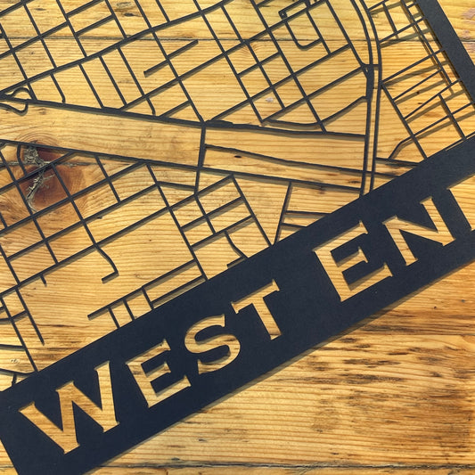 West End Map (Stamp Style Papercut)