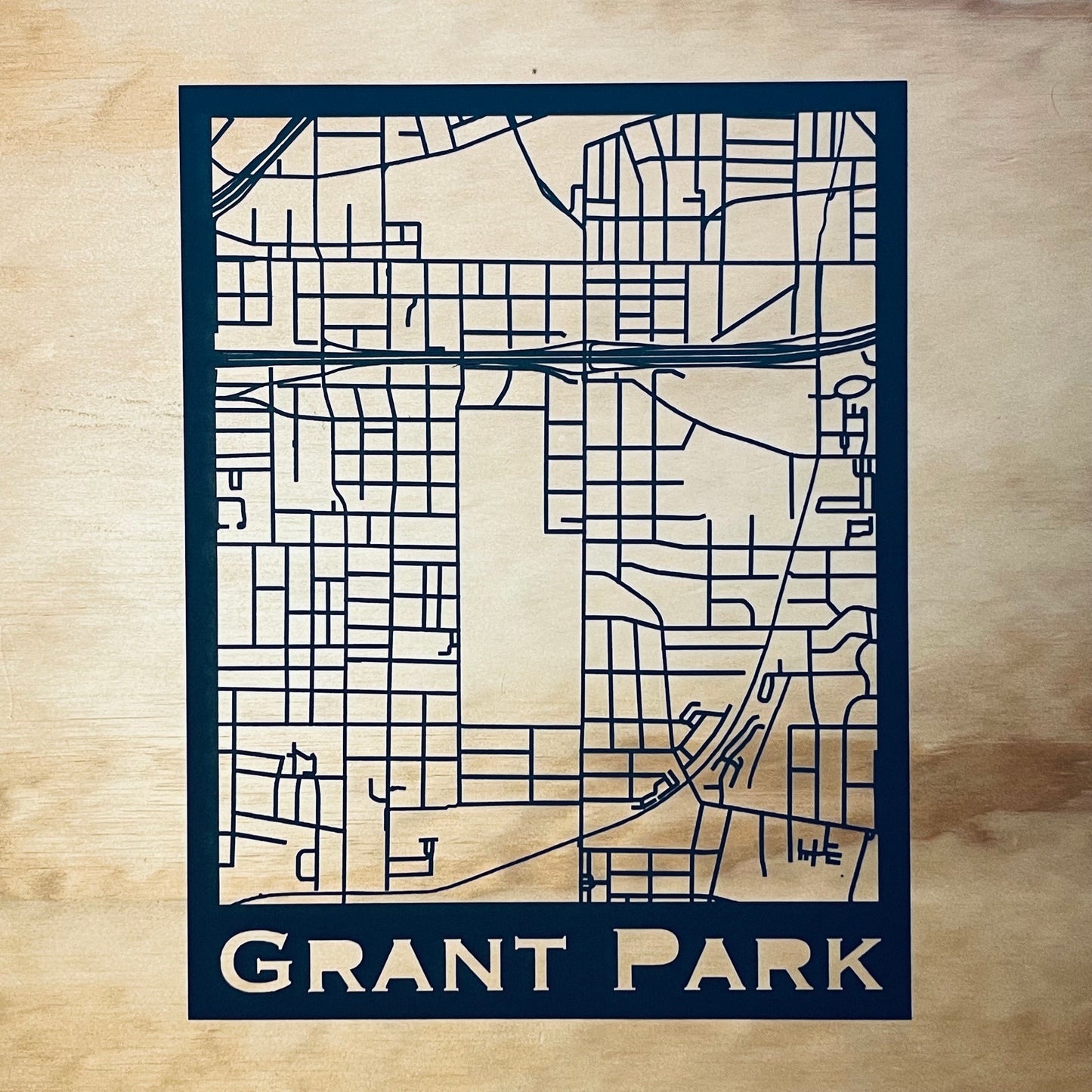 Grant Park Map (Stamp Style Papercut)