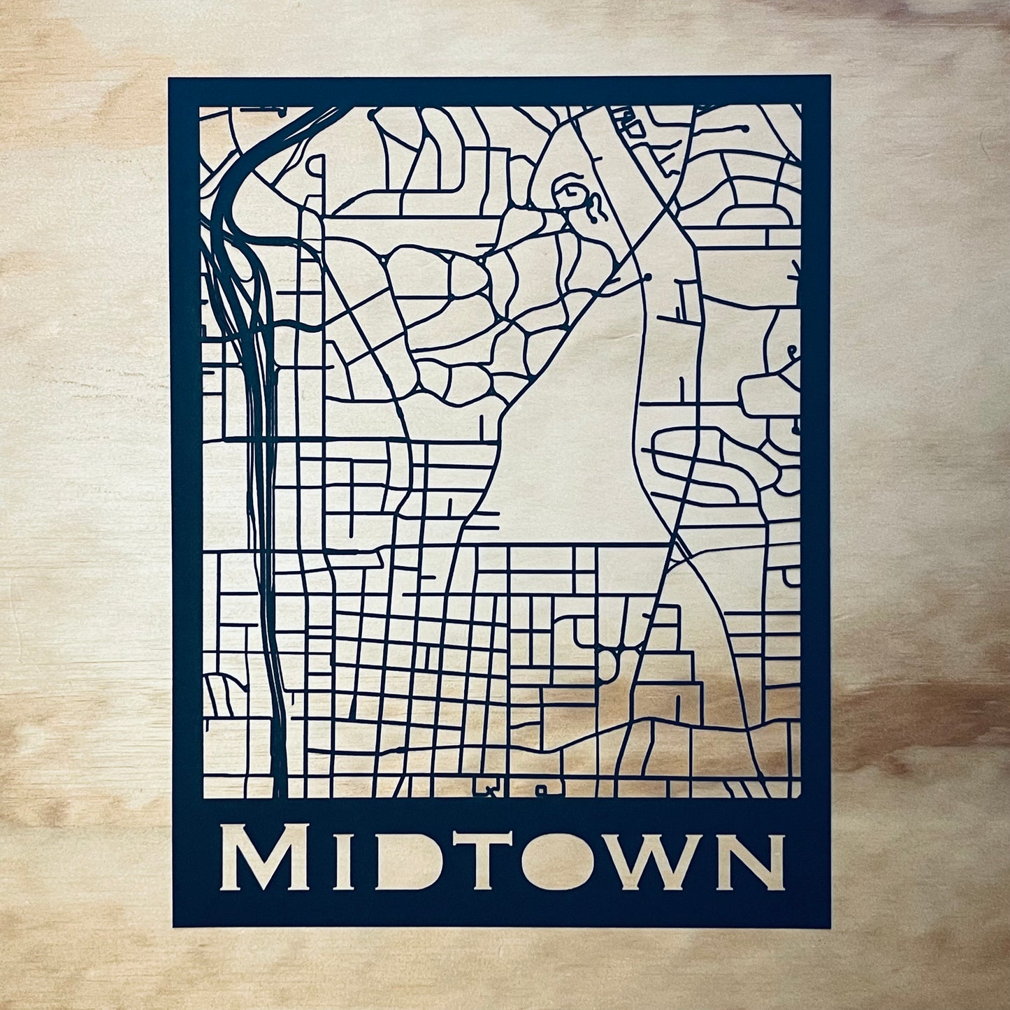 Midtown Atlanta Map (Stamp Style Papercut)