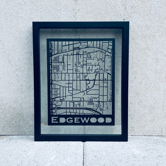 Edgewood Map (Old Stamp Style Papercut)