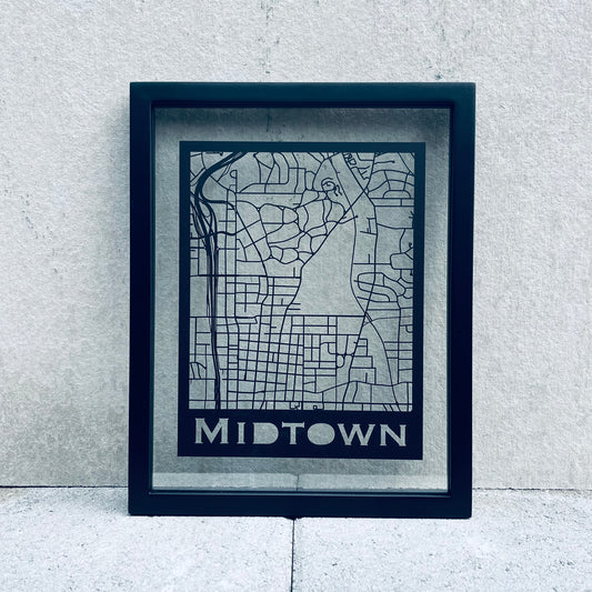 Midtown Atlanta Map (Old Stamp Style Papercut)