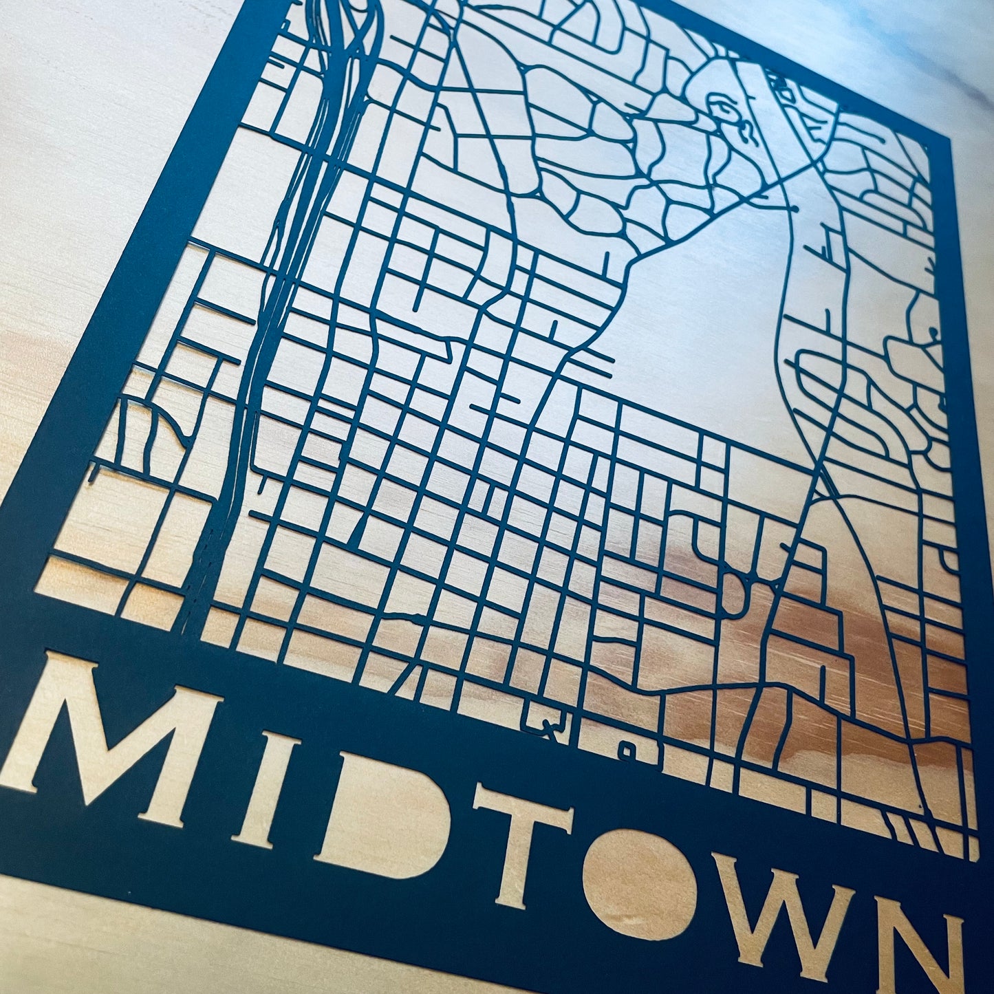 Midtown Atlanta Map (Stamp Style Papercut)