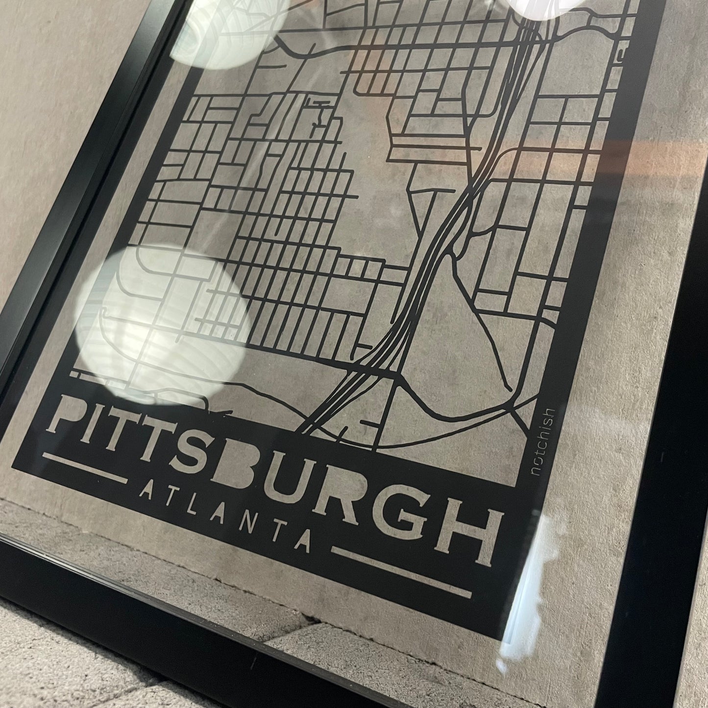 Pittsburgh Map (Stamp Style Papercut)