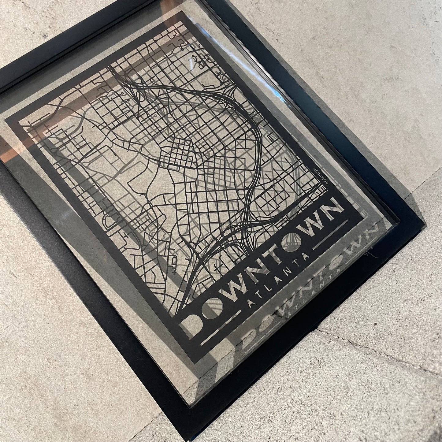 Downtown Atlanta Map (Stamp Style Papercut)