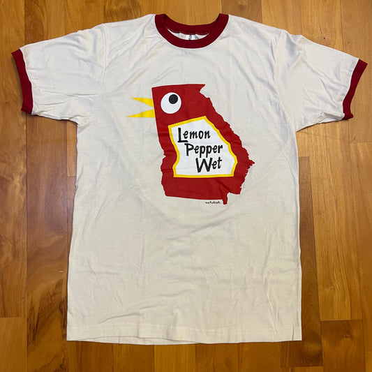 BigGA Chicken Ringer T-shirt - Vintage White/Rio Red