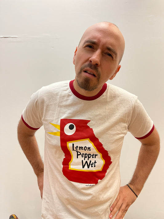 BigGA Chicken Ringer T-shirt - Vintage White/Rio Red