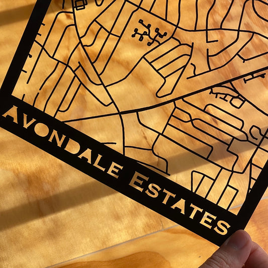 Avondale Estates Map (Stamp Style Papercut)