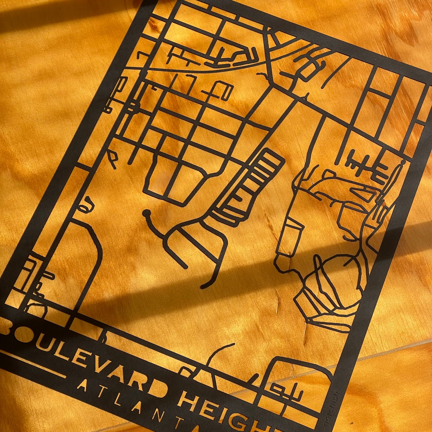 Boulevard Heights Map (Stamp Style Papercut)