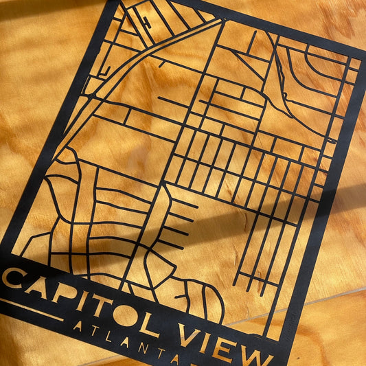 Capitol View Map (Stamp Style Papercut)