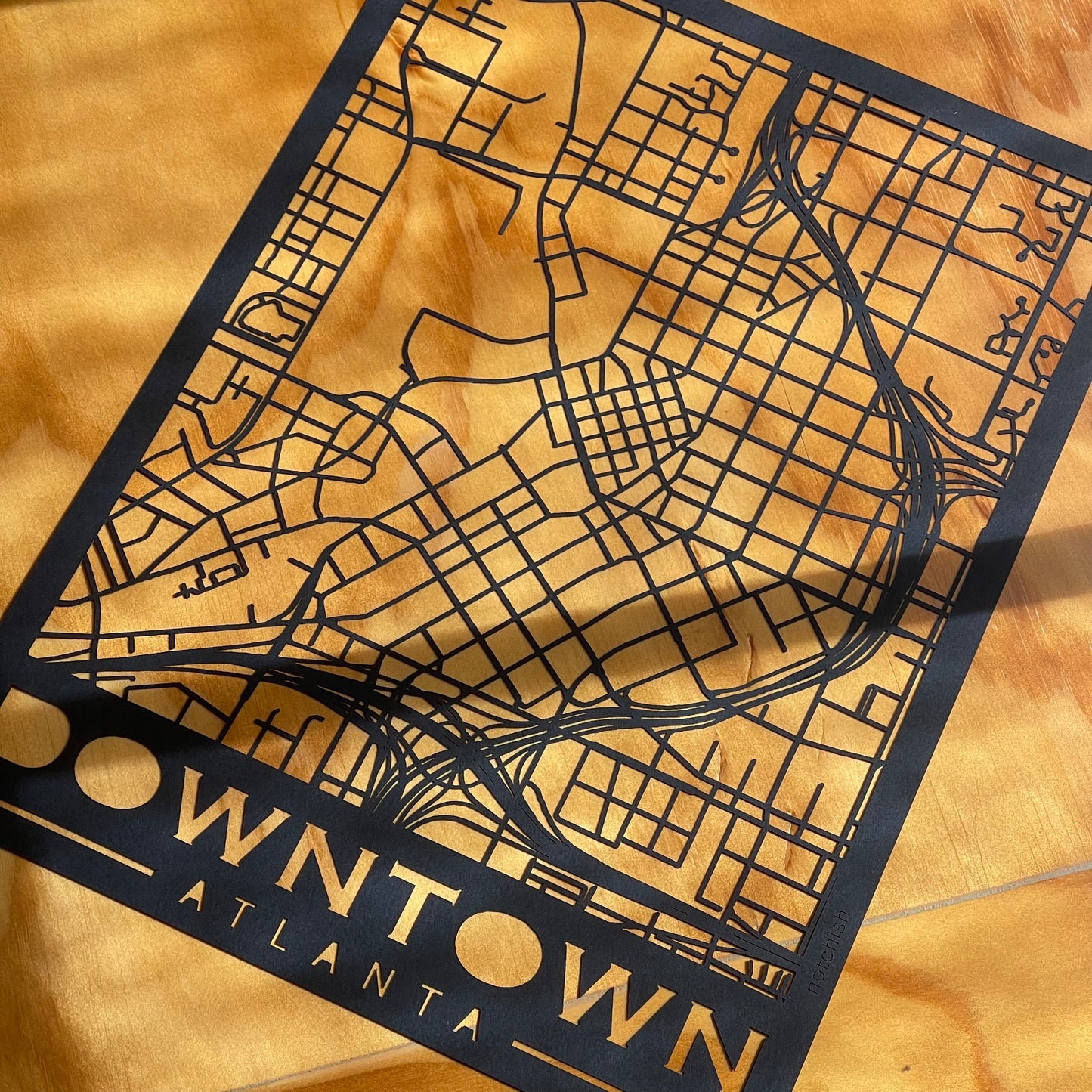Downtown Atlanta Map (Stamp Style Papercut)