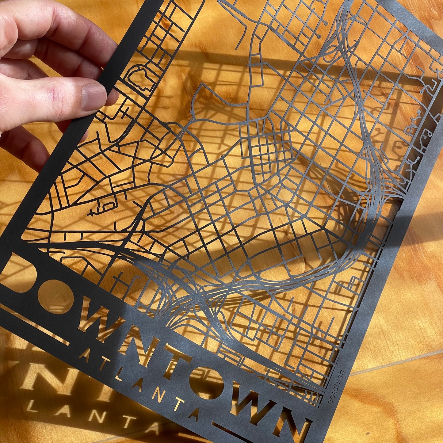 Downtown Atlanta Map (Stamp Style Papercut)