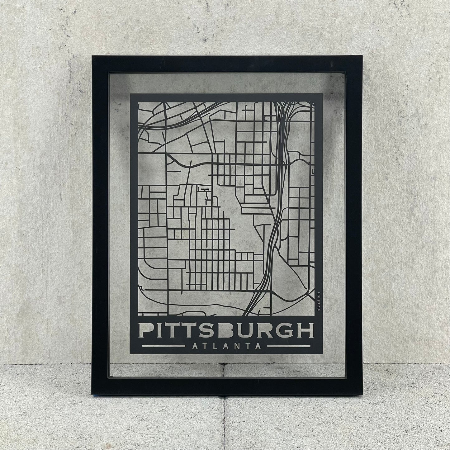 Pittsburgh Map (Stamp Style Papercut)