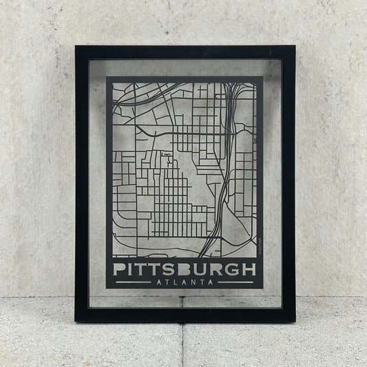 Pittsburgh Map (Stamp Style Papercut)