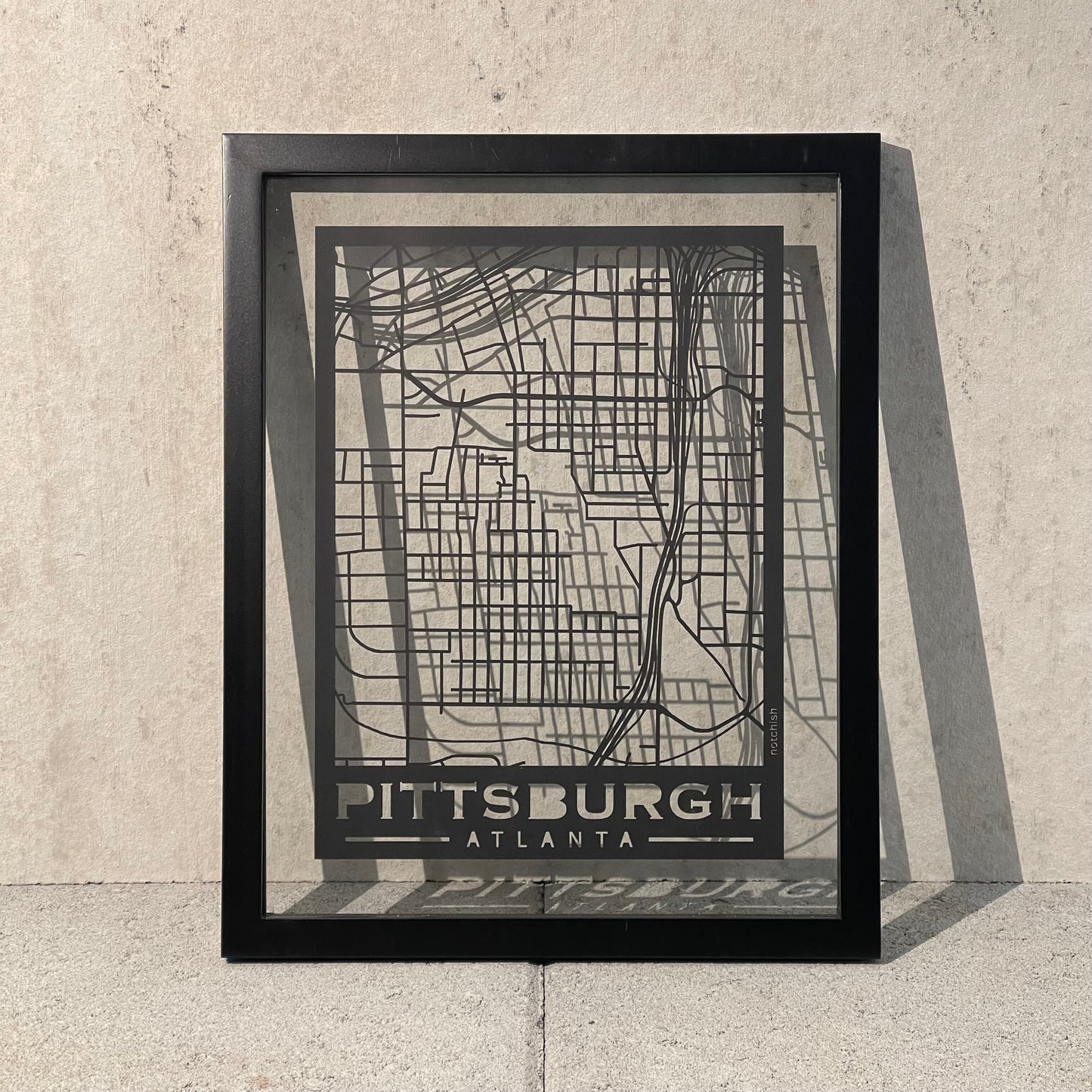Pittsburgh Map (Stamp Style Papercut)