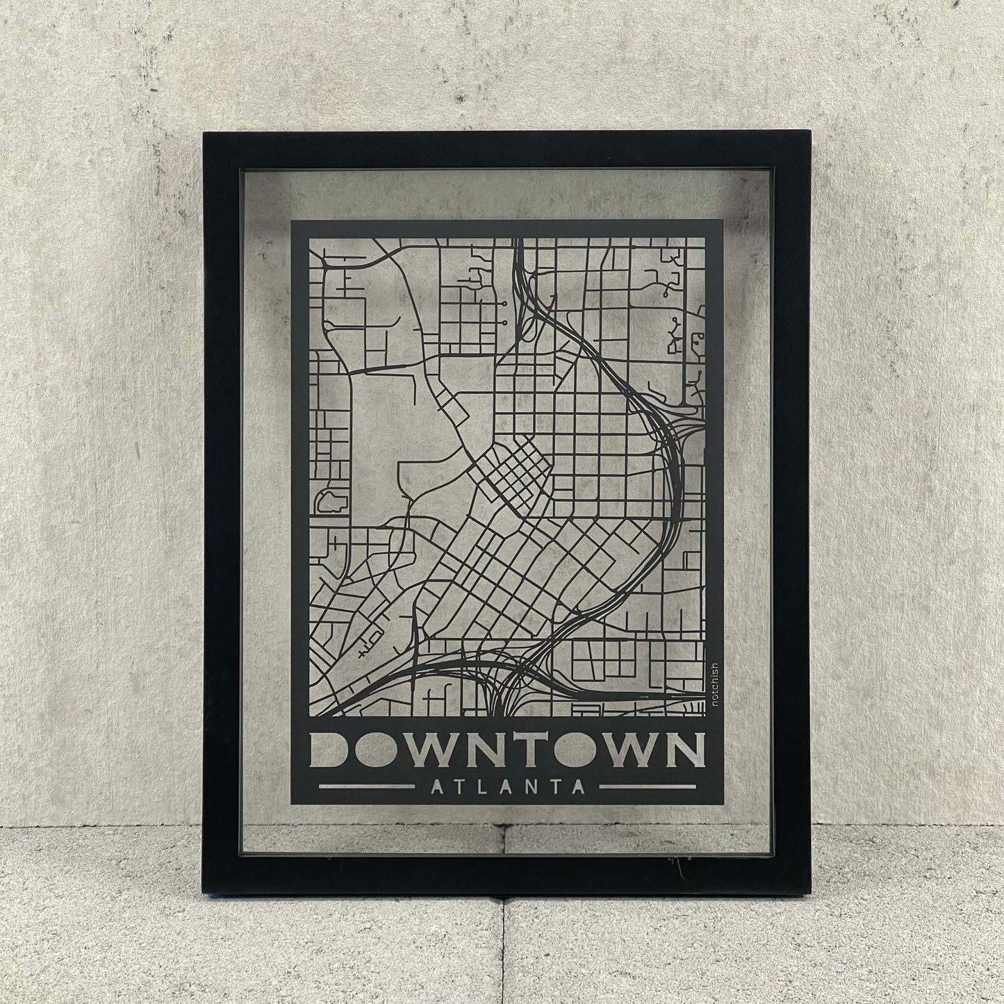 Downtown Atlanta Map (Stamp Style Papercut)