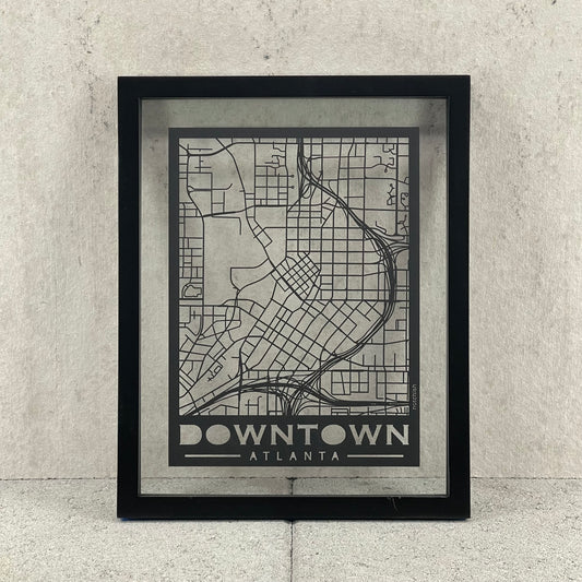 Downtown Atlanta Map (Stamp Style Papercut)
