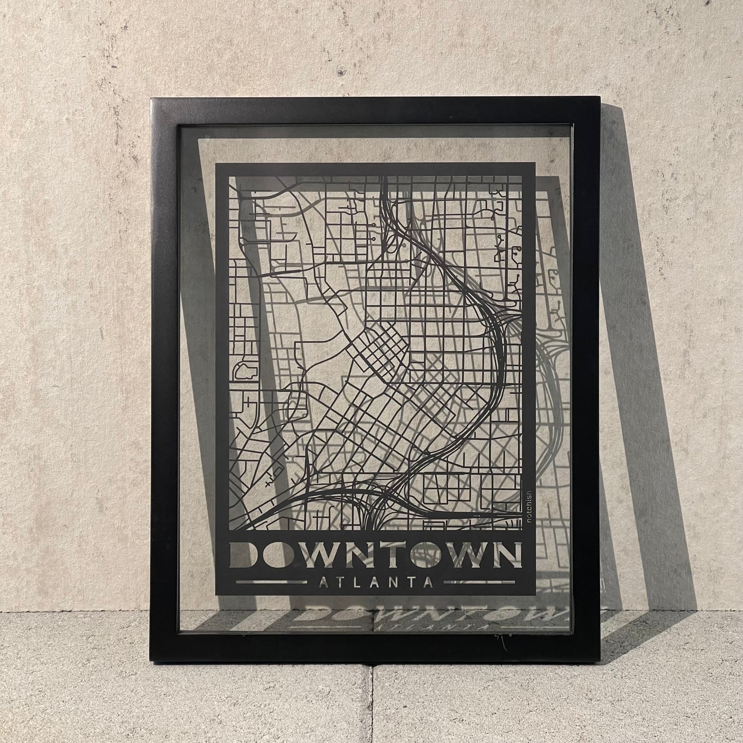 Downtown Atlanta Map (Stamp Style Papercut)