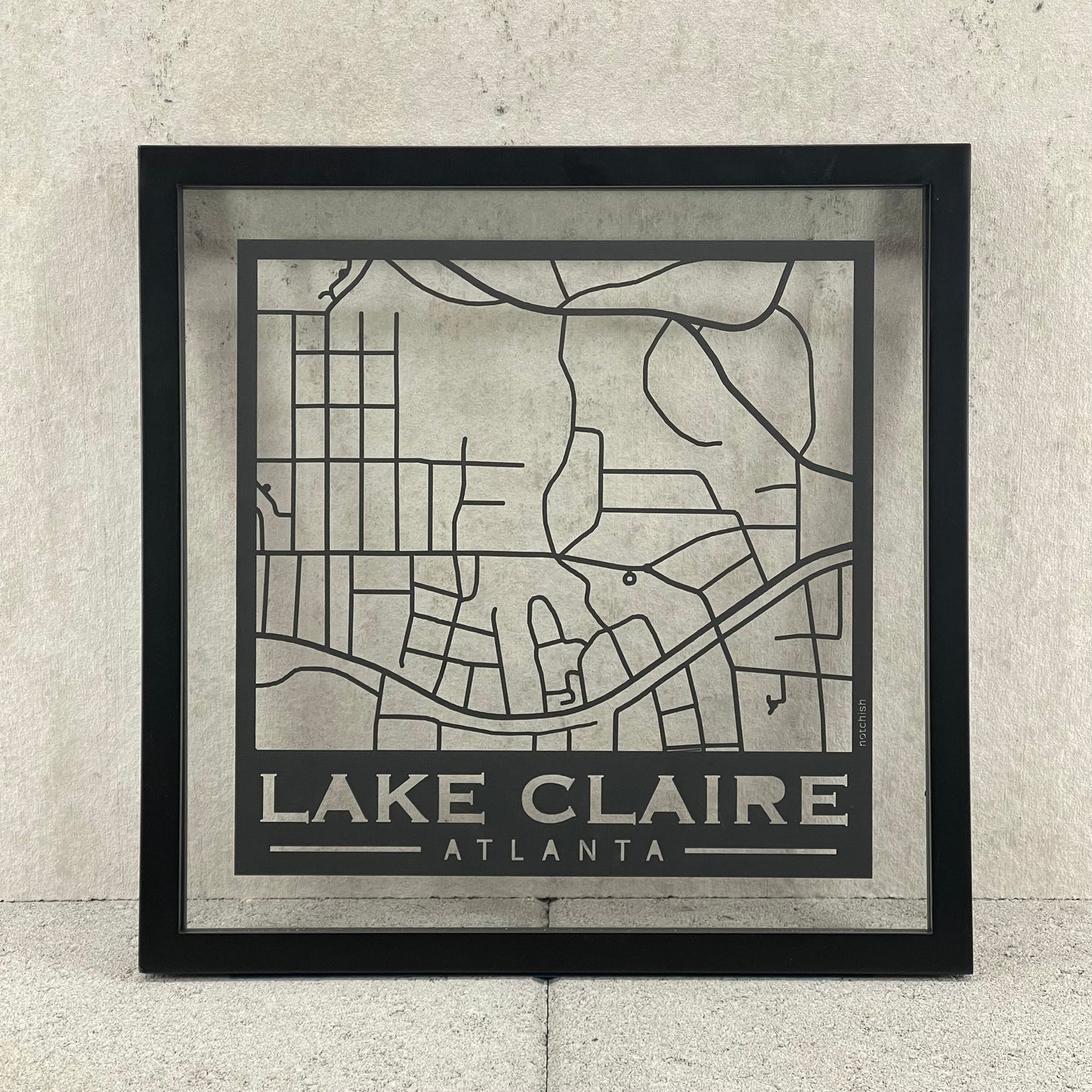 Lake Claire Map (Stamp Style Papercut)