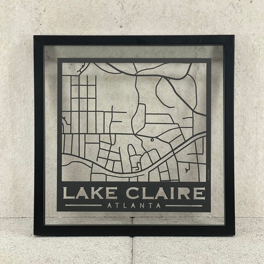 Lake Claire Map (Stamp Style Papercut)