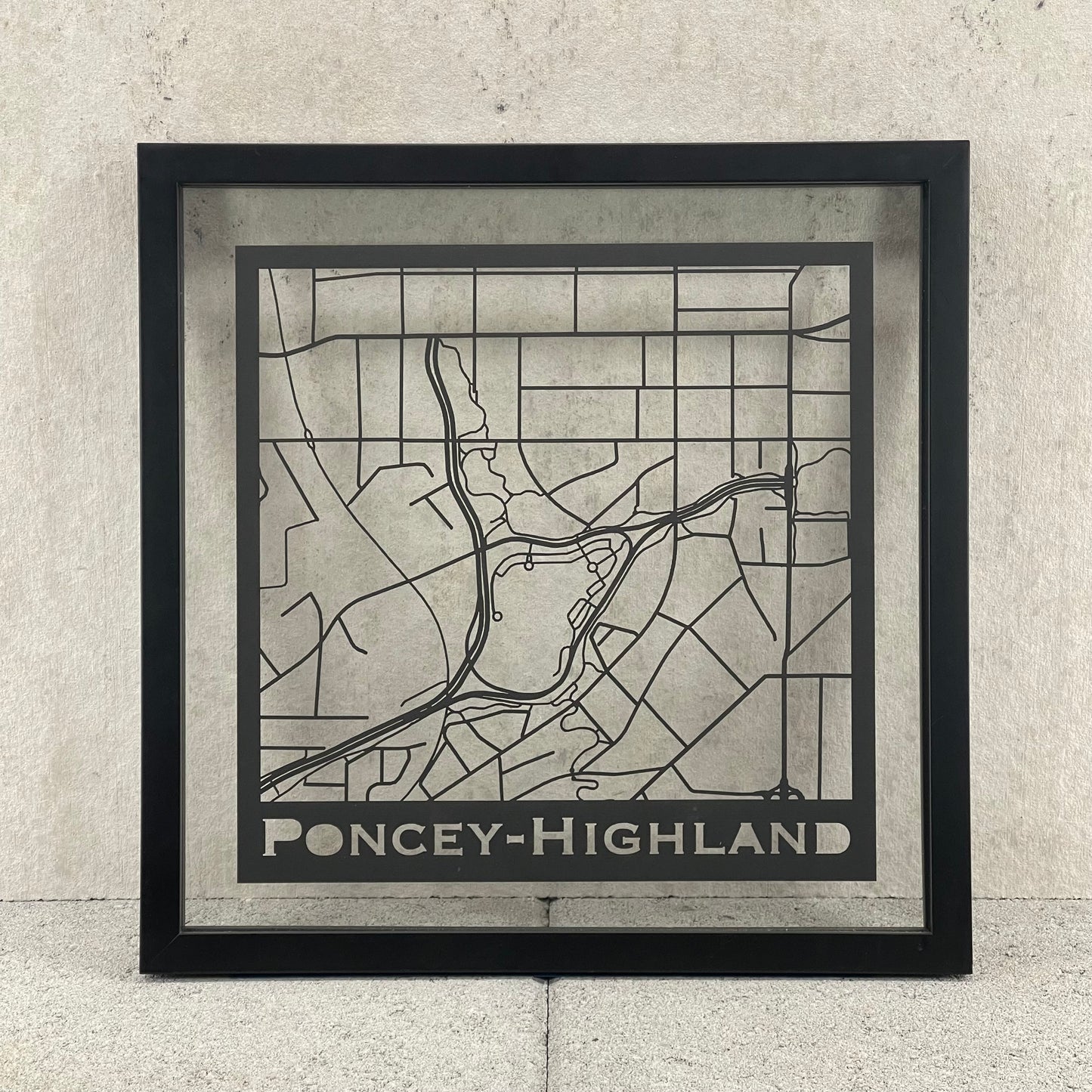 Poncey-Highland Map (Stamp Style Papercut)