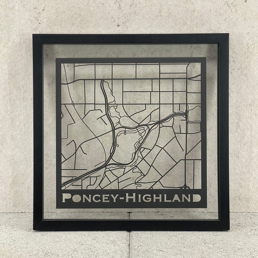 Poncey-Highland Map (Stamp Style Papercut)