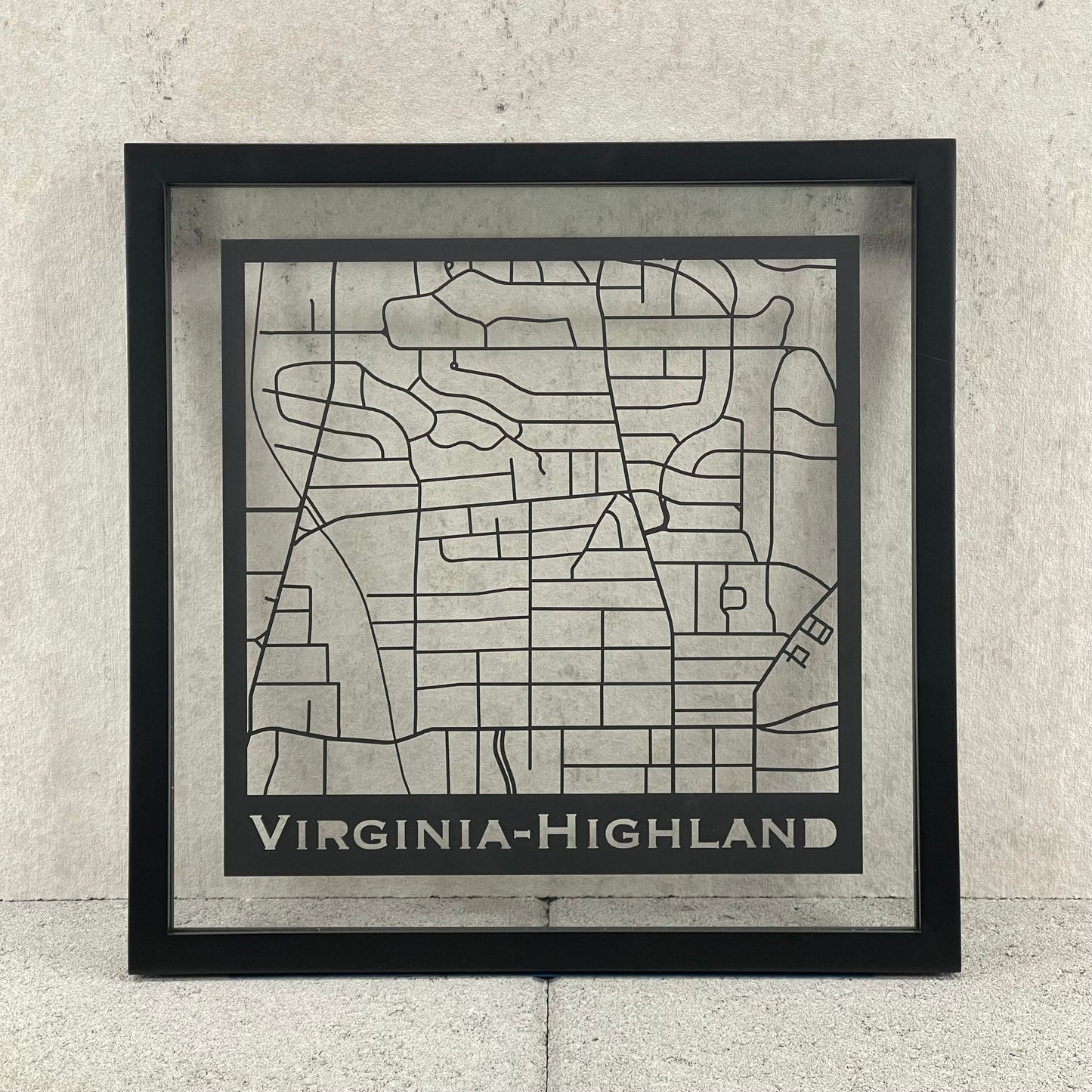 Virginia-Highland Map (Stamp Style Papercut)