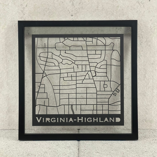 Virginia-Highland Map (Stamp Style Papercut)