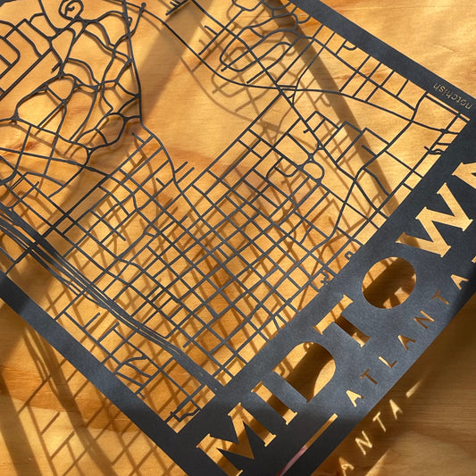Midtown Atlanta Map (Stamp Style Papercut)