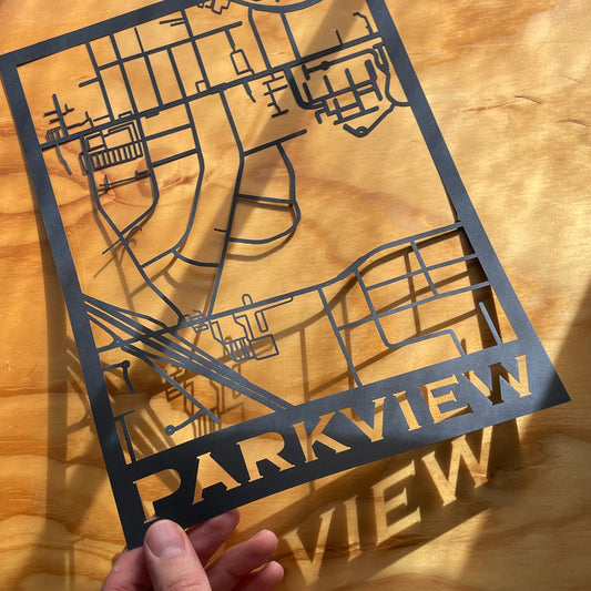 Parkview Map (Stamp Style Papercut)