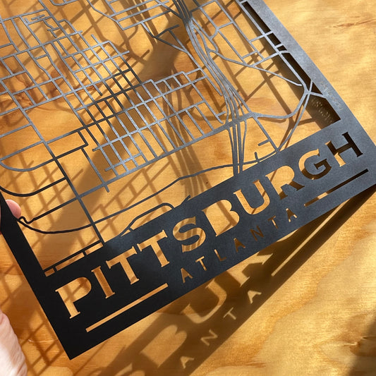 Pittsburgh Map (Stamp Style Papercut)
