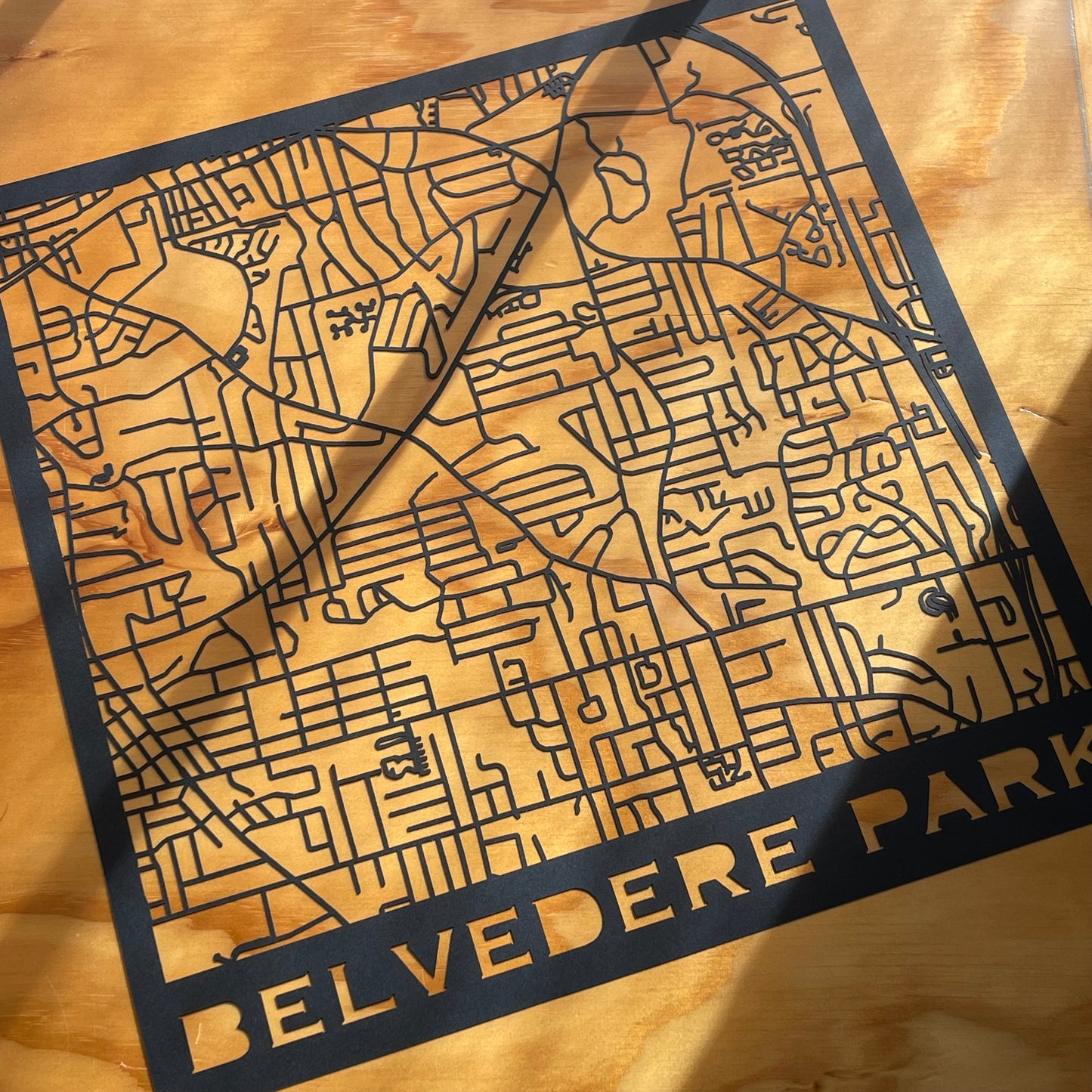 Belvedere Park Map (Stamp Style Papercut)