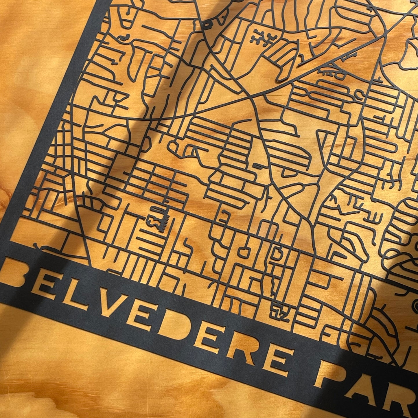 Belvedere Park Map (Stamp Style Papercut)