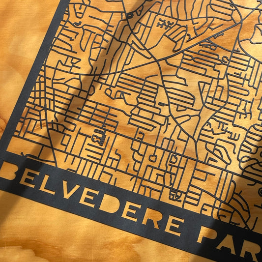 Belvedere Park Map (Stamp Style Papercut)