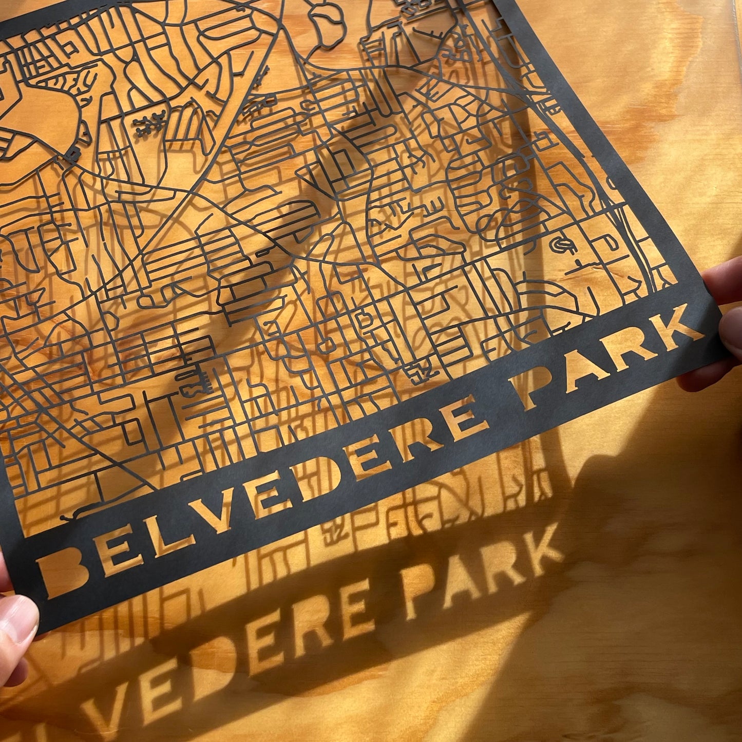 Belvedere Park Map (Stamp Style Papercut)