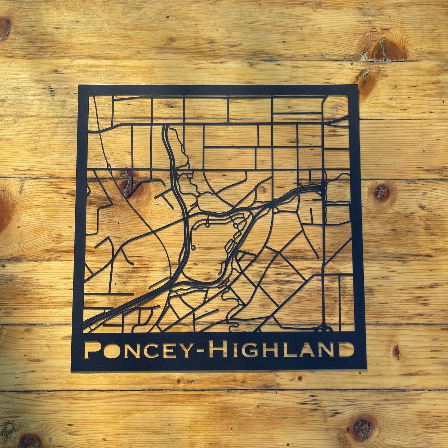 Poncey-Highland Map (Stamp Style Papercut)